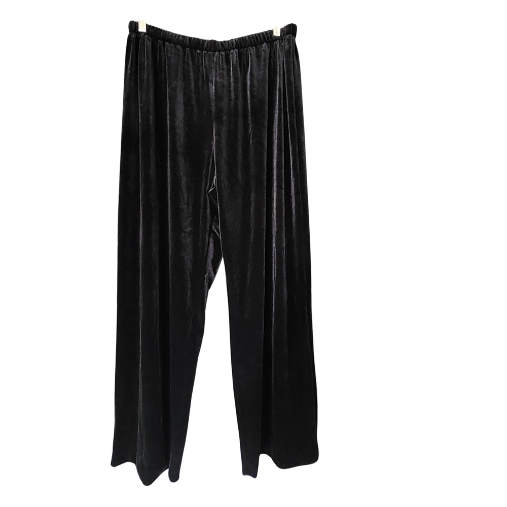 Alex Evenings Velvet Pants Womens 2X (33x31") Black Wide Leg Pull on Cocktail